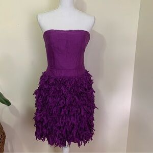Reiss Lina Feathered Fringe Dress in Purple sz 6